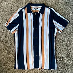 Express Stripped Rayon Short Sleeve Shirt Size Small